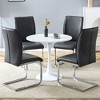 5-Piece Dining Set with Round Table and 4 PU Armless Chairs - 3 of 4
