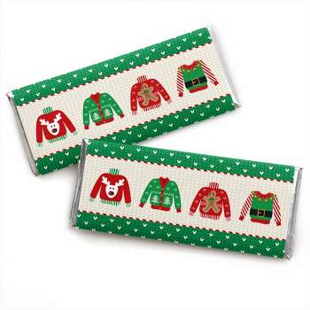Big Dot of Happiness Ugly Sweater - Candy Bar Wrapper Holiday and Christmas Party Favors - Set of 24