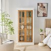 Vynxaria Decorative Storage Drawers: Rustic Display Cabinet with Glass Doors - White & Brown - 3 of 4