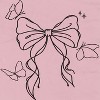 Rerun Island Women's Outline Bow And Butterflies Short Sleeve Graphic Cotton T-Shirt - Light Pink S - 2 of 4