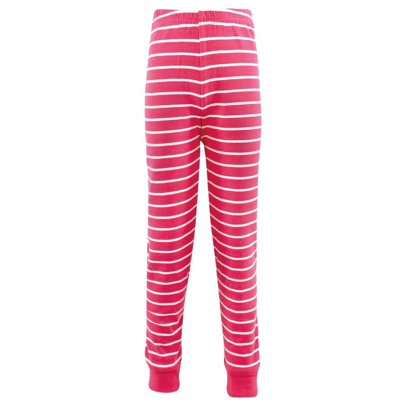 Hudson Baby Infant Girl Cotton Pajama Set, Dark Pink Stripe, 4 of 5