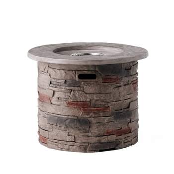 Hoonah Stone Circular MGO Fire Pit - Gray - Christopher Knight Home