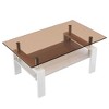 NicBex Coffee Tables for Living Room Modern Rectangle Coffee Tables with Brown Tempered Glass Tabletop and White MDF Layer, Brown - 4 of 4