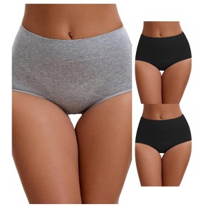INSPIRE CHIC 3 Packs Leak Proof Briefs for Women's Cotton High Waist Elastic Waistband Period Underwear - 1 of 4
