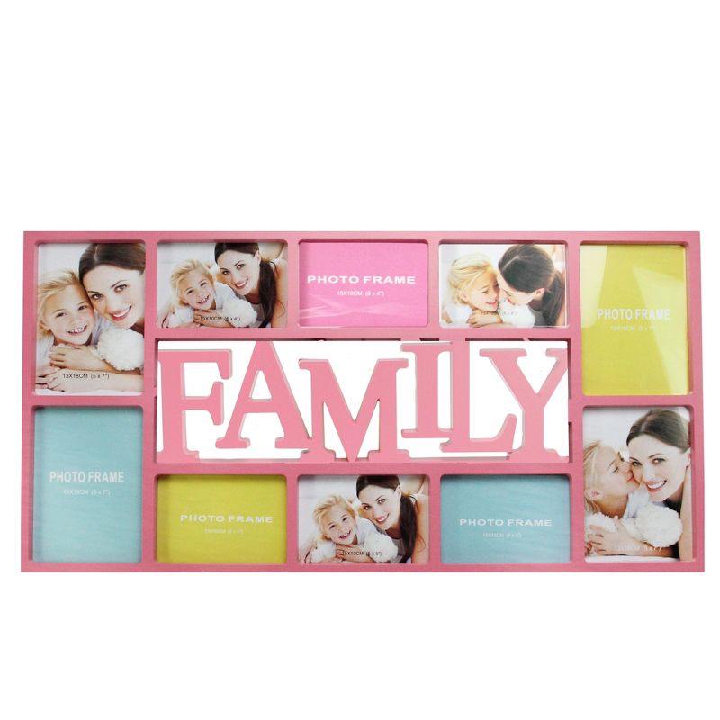 Northlight 28.75" Pink "Family" Collage Photo Picture Frame Wall Decoration, 1 of 4