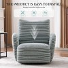 Boucle Swivel Chair with Metal Base, 360° Swivel Leisure Chair for Living Room or Bedroom, Modern Fabric Striped Armrest Accent Chair-Koiai - 2 of 4