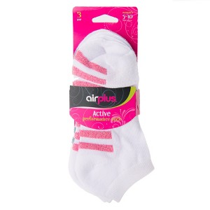 Airplus Women's No Show Cushioned Comfort Socks,White, Medium, 3 Pairs - 1 of 2
