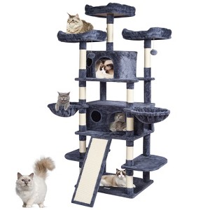 VEVOR Cat Tree for Indoor Cats, 68.5" Cat Tower with 2 Cat Condos, Sisal Scratching Post, Hammocks, Top Perches, Jumping Platforms and Ramp - 1 of 4