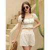 Women's Two-Piece Casual Set Off-Shoulder Ruffle Crop Top and Elastic High-Waisted Shorts Beigei 2XL - 4 of 4