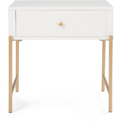 white and gold nightstand target