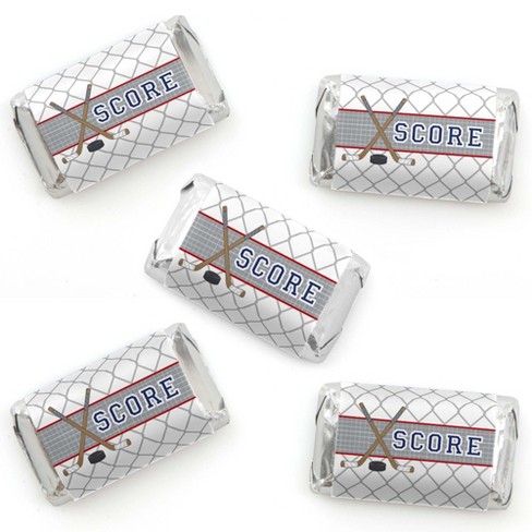 Big Dot of Happiness Shoots and Scores - Hockey - Mini Candy Bar Wrapper Stickers - Baby Shower or Birthday Party Small Favors - 40 Count - image 1 of 4