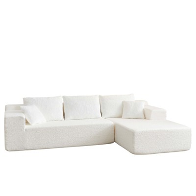 TiramisuBest 104 Inch Cloud Sectional Couch Chenille L Shape Chaise Deep Seat Modular Sofa Vacuum Compressed 5 Pillow Wrinkle Free