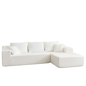 TiramisuBest 104 Inch Cloud Sectional Couch Chenille L Shape Chaise Deep Seat Modular Sofa Vacuum Compressed 5 Pillow Wrinkle Free - 1 of 4