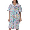 YafeMarte Women's Short Sleeve Woven Snap-Front Closure Housecoat Duster Lounge Nightgown Robe - 4 of 4