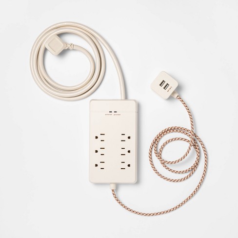 6-Outlet Surge Protector with 6' Extension Cord - heyday™ Stone White - image 1 of 3