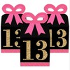 Big Dot of Happiness Chic 13th Birthday - Pink, Black and Gold - Square Favor Gift Boxes - Birthday Party Bow Boxes - Set of 12 - 2 of 4