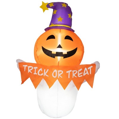 Syemin Decorative Holiday Scene Props Halloween Inflatables Ghost Blow Up Halloween Decor Outdoor Yard Display, Waterproof, Orange, 27.6"*23.6"*41.3"