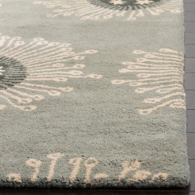 Light Blue Hand-Tufted Wool and Viscose Area Rug