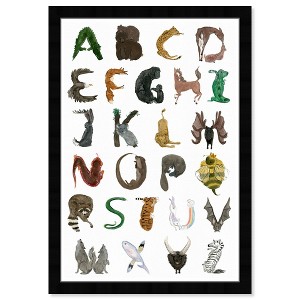 Wynwood Studio 15" x 21" Animal Alphabet Animals Framed Art Print : Modern Zoo Wall Decor, Vertical Layout - 1 of 4