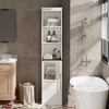 70 Inch Bathroom Storage Cabinet Tall Narrow Storage Cabinet with Open Shelves Natural/White - 3 of 4