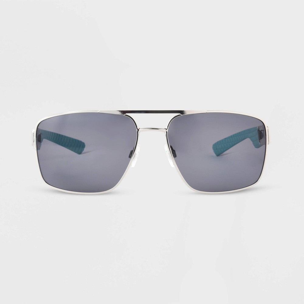 Men's Metal Aviator Sunglasses - All In Motion™ Silver: Medium Fit, UV Protection, Shatter-Resistant, Hinged Temple