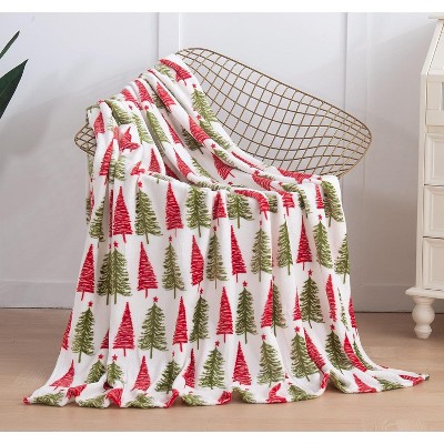 Fisfet Elegant Comfort Velvet Touch Ultra Plush Christmas Holiday Printed Fleece Throw/Blanket