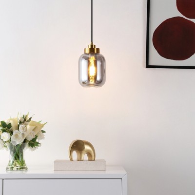 Ethyx 6" Gold and Smoke Grey Glass Pendant Light