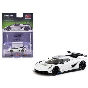 Koenigsegg Jesko Attack White Metallic with Tarmac Cards "Global64" Series 1/64 Diecast Model Car by Tarmac Works - 1 of 4