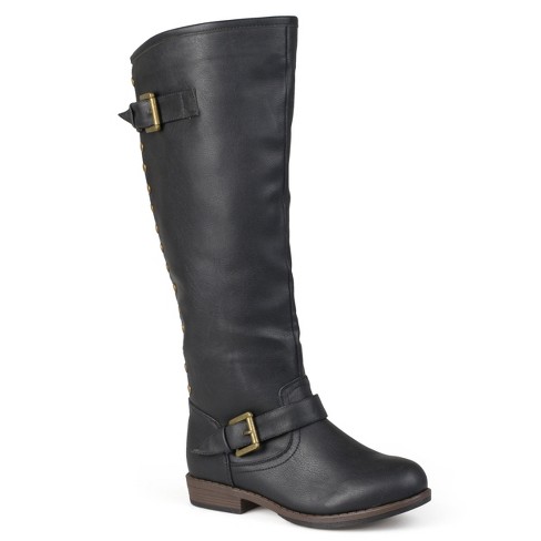 Journee Collection Womens Spokane Stacked Heel Riding Boots Black 6 ...