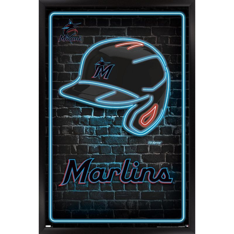 Trends International MLB Miami Marlins - Neon Helmet 23 Framed Wall Poster Prints, 1 of 7