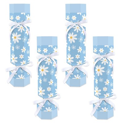 Big Dot of Happiness Blue Daisy Flowers - No Snap Floral Party Table Favors - DIY Cracker Boxes - Set of 12