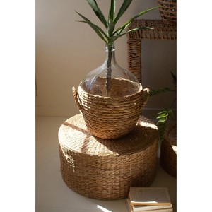Vase, Water Hyacinth Wrapped Glass Wine Damigiana 22"H - Brown Woven Decorative Accent By Kalalou - 1 of 4