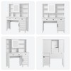 Makeup Vanity Desk with Mirror and Lights, 42" Glass Top White Vanity Table with Charging Station, Upholstered Stool, Drawers, - 2 of 4