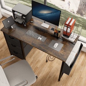 CENGHU Multifunctional Computer Desk with Hidden Power Outlet & Side Pocket, 47.3" Office Desk with Drawers, Home Desk, Game Table - 1 of 4