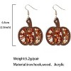 Wooden Pumpkin & Leopard Cowhide Dangle Earrings - Handmade Lightweight Halloween & Thanksgiving Drop Jewelry for Women - 2 of 4