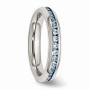 Black Bow Jewelry 4mm Stainless Steel And Teal Cubic Zirconia Stackable Band - 4 of 4