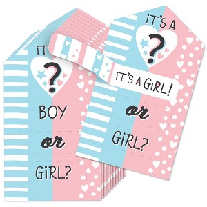 Big Dot of Happiness Girl Baby Gender Reveal - Party Game Pickle Cards - Team Boy or Girl Pull Tabs - Set of 12 - 1 of 4