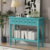 VYNXARIA 48-Inch Teal Console Table with Drawers and Open Shelf - 3 of 4
