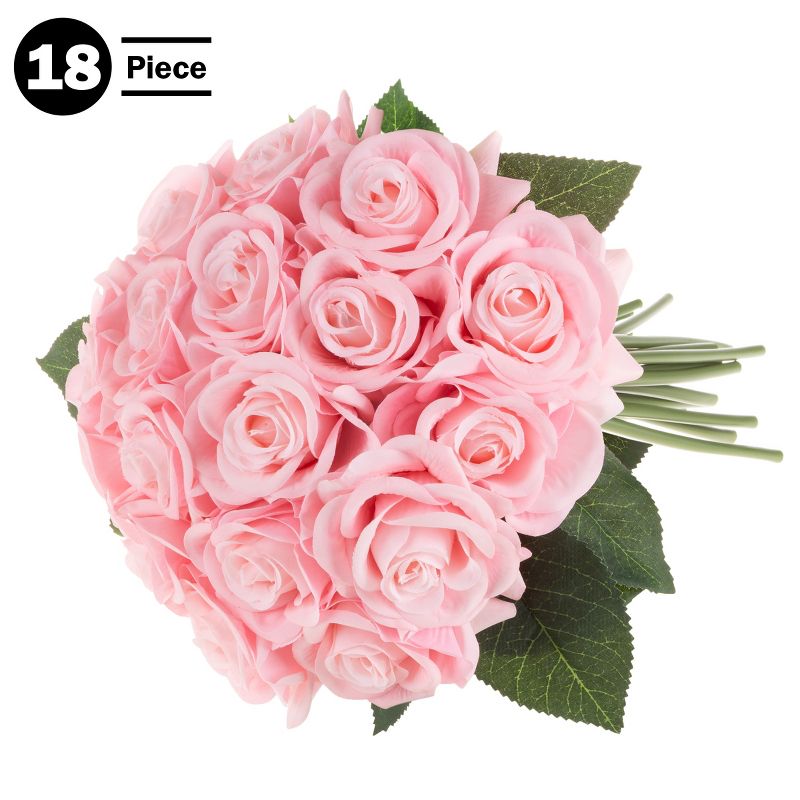 Pure Garden 18Pc Real Touch Rose Artificial Flowers with Stems, 4 of 10