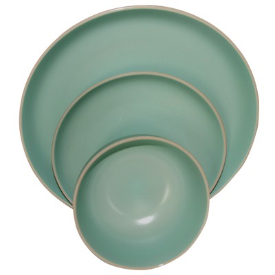 Gibson Home Rockaway 12 Piece Stoneware Dinnerware Set In Matte Teal