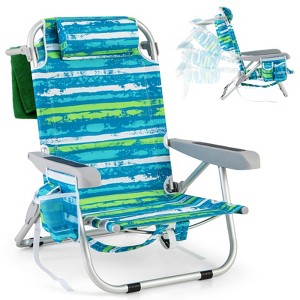 Tangkula 1/2 PCS Backpack Beach Chair Foldable 5-Position Lay Flat Lounge Chair - 1 of 4