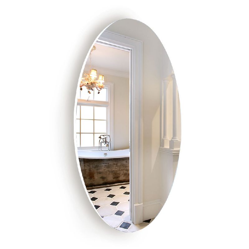 Kayla 25" Oval Frameless Beveled Wall Mounted HD Makeup Mirror-The Pop Home, 2 of 7