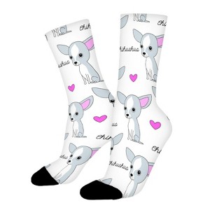 Cute Chihuahua Women Printed Crew Socks Funny Funky Socks Soft Polyester Novelty Gifts for Artists Men - 1 of 1