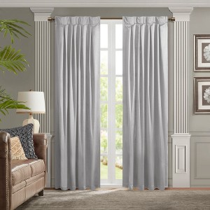 VYNXARIA 52*84"Pleat Curtain Panel with Tieback (Single) Silver - 1 of 4