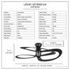 Urban Ambiance Luxury Modern Ceiling Fan 14.5''H x 48''W,  Midnight Black Finish,  Port-Macquarie Collection, UHP9340 - 3 of 4