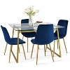 Mona+Bingo 5 Piece Gold Rectangular Clear Tempered Transparent Glass Table with 4 Upholstered Side Chairs-Maison Boucle - 3 of 4