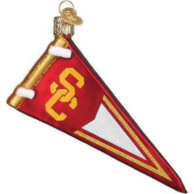 Old World Christmas Glass Blown Ornament for Christmas Tree, USC Pennant