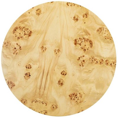 Nebula 28" Round Burl Wood Coffee Table with Pillar Legs
