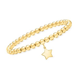 Pure Collection by Ross-Simons Italian 5mm 18kt Gold Vermeil Bead Stretch Bracelet With Star Charm - 1 of 4
