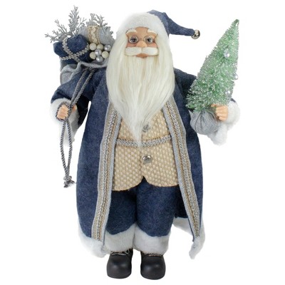 Northlight 18" Standing Santa Christmas Figure with a Decorated Tree